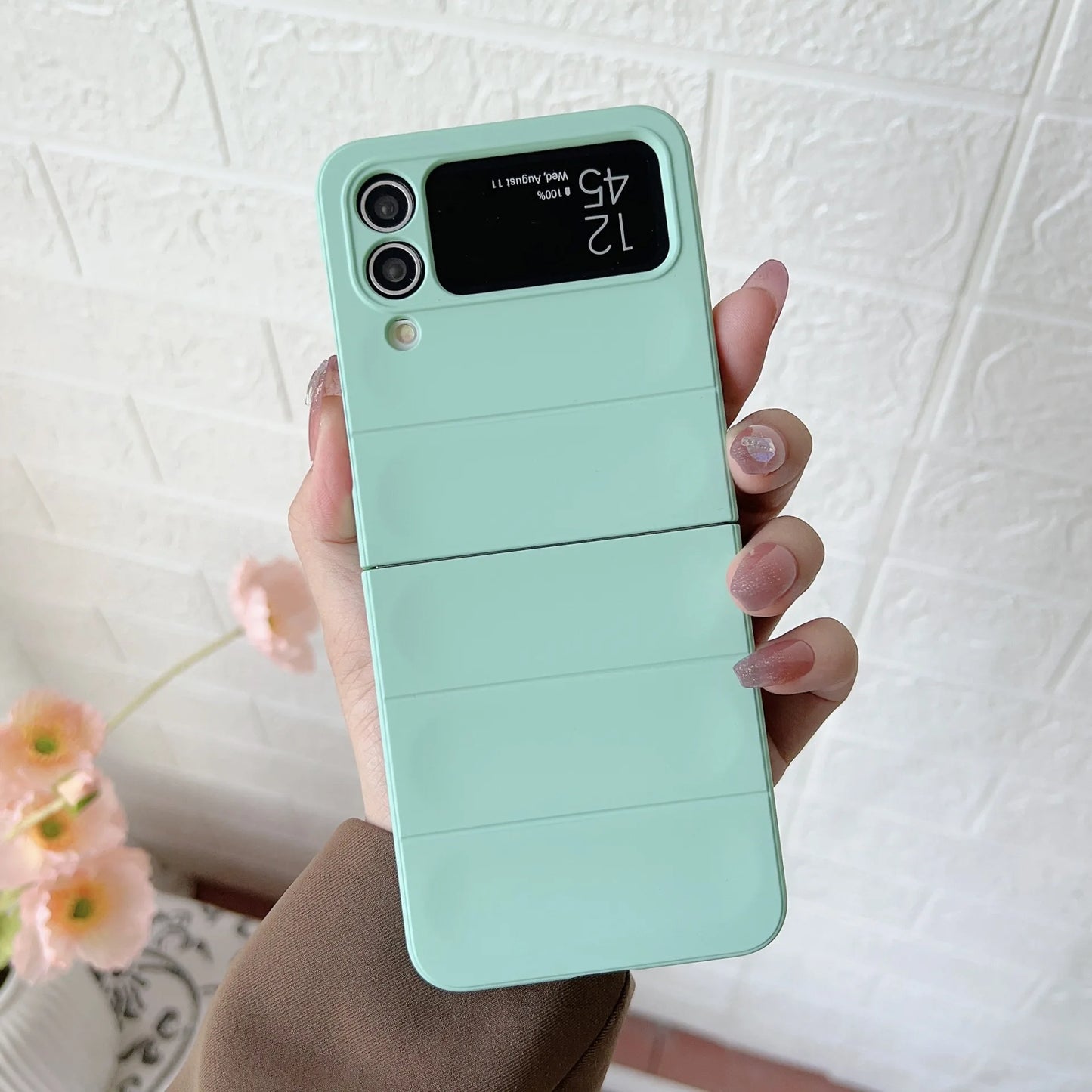 High Quality Skin Friendly Premium Eco-friendly Matte Plain Folding TPU+PC Phone Case for Z Flip 6/5/4/3 Anti-Fall