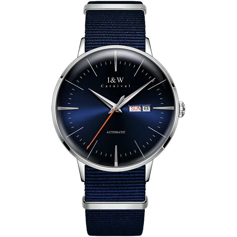 Fashion Men's Watches MIYOTA 8215 Watch Luxury brand CARNIVAL Automatic Mechanical Wristwatch Sapphire Double Calendar Men Watch