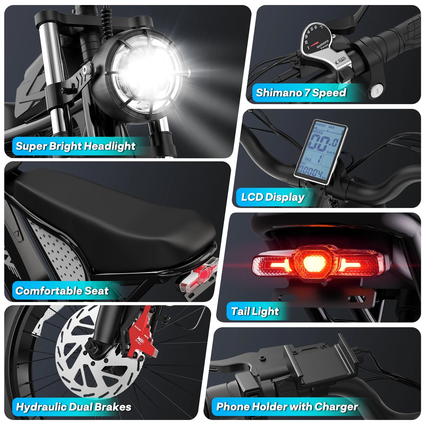 US Free Shipping Yvy Ridstar Q20 48v 20ah E Bike Electric Moped Electric Mountain Dirt Bike Fat Tire Electric Bicycle for Adults