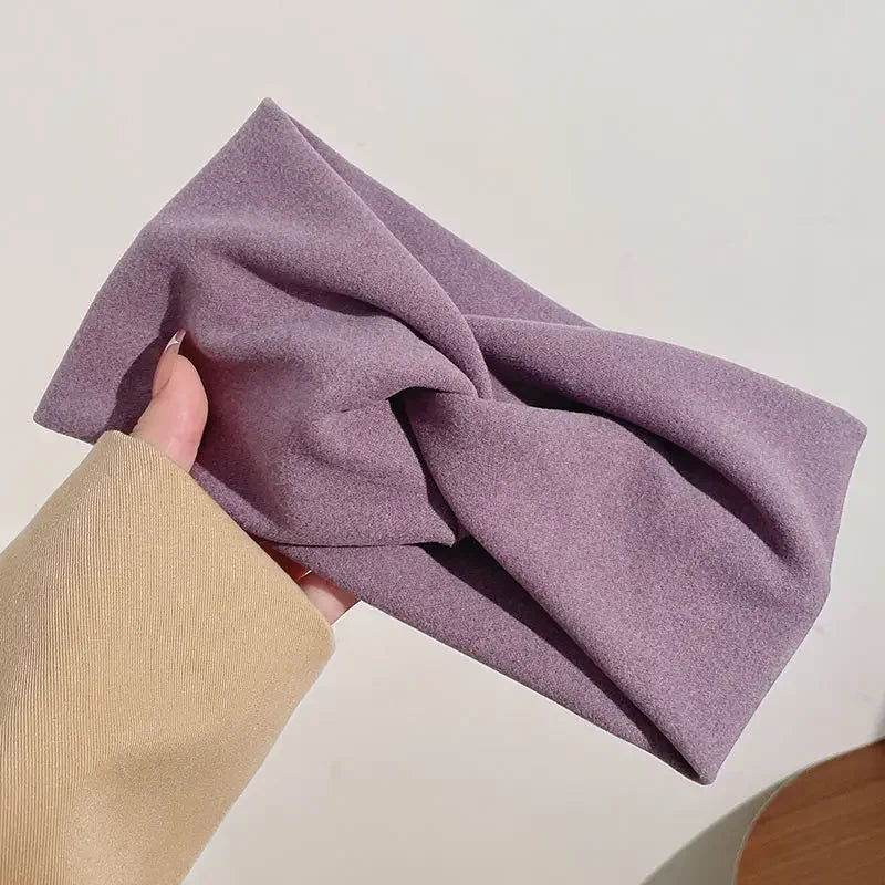 Fashion Autumn Winter Wide Edge Cross Stretch Fabric Women Girl Headband Headpiece Turban Bandage Hair Accessories Headwear