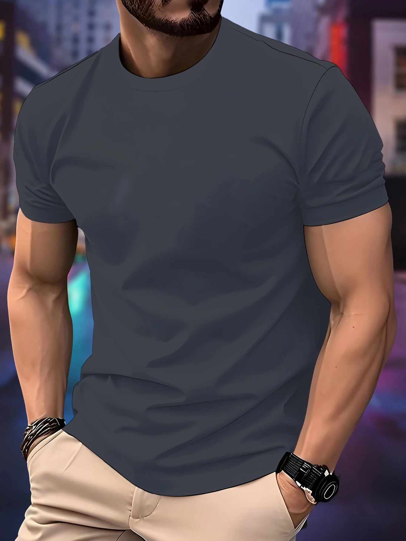 2026 New Spring / Summer Luxury Men's Fashion T-shirt Crewneck Casual Trend Y2K High-end High Quality Fitness Sports T-shirt