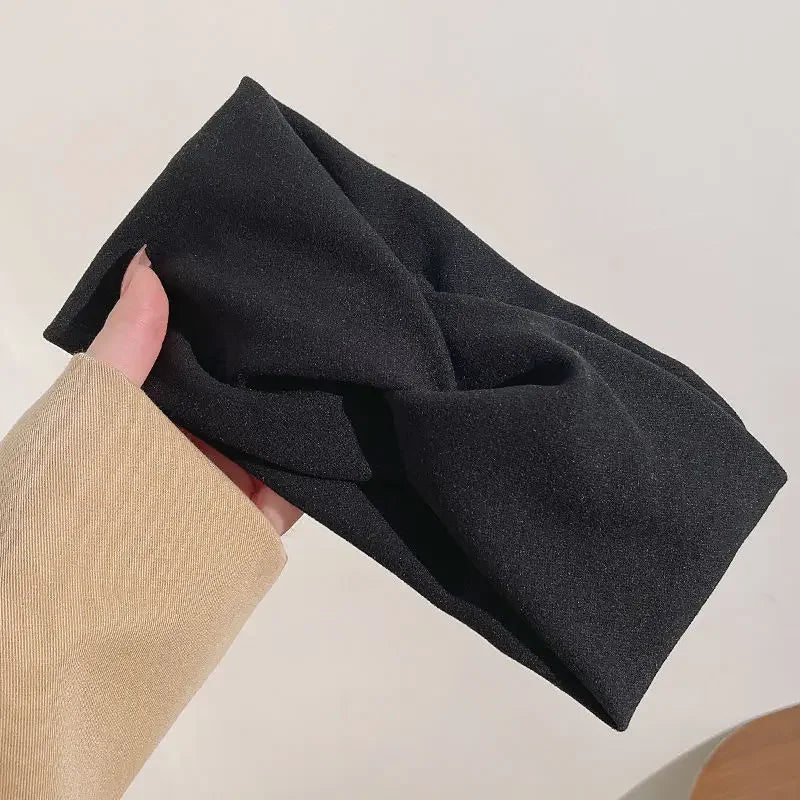 Fashion Autumn Winter Wide Edge Cross Stretch Fabric Women Girl Headband Headpiece Turban Bandage Hair Accessories Headwear