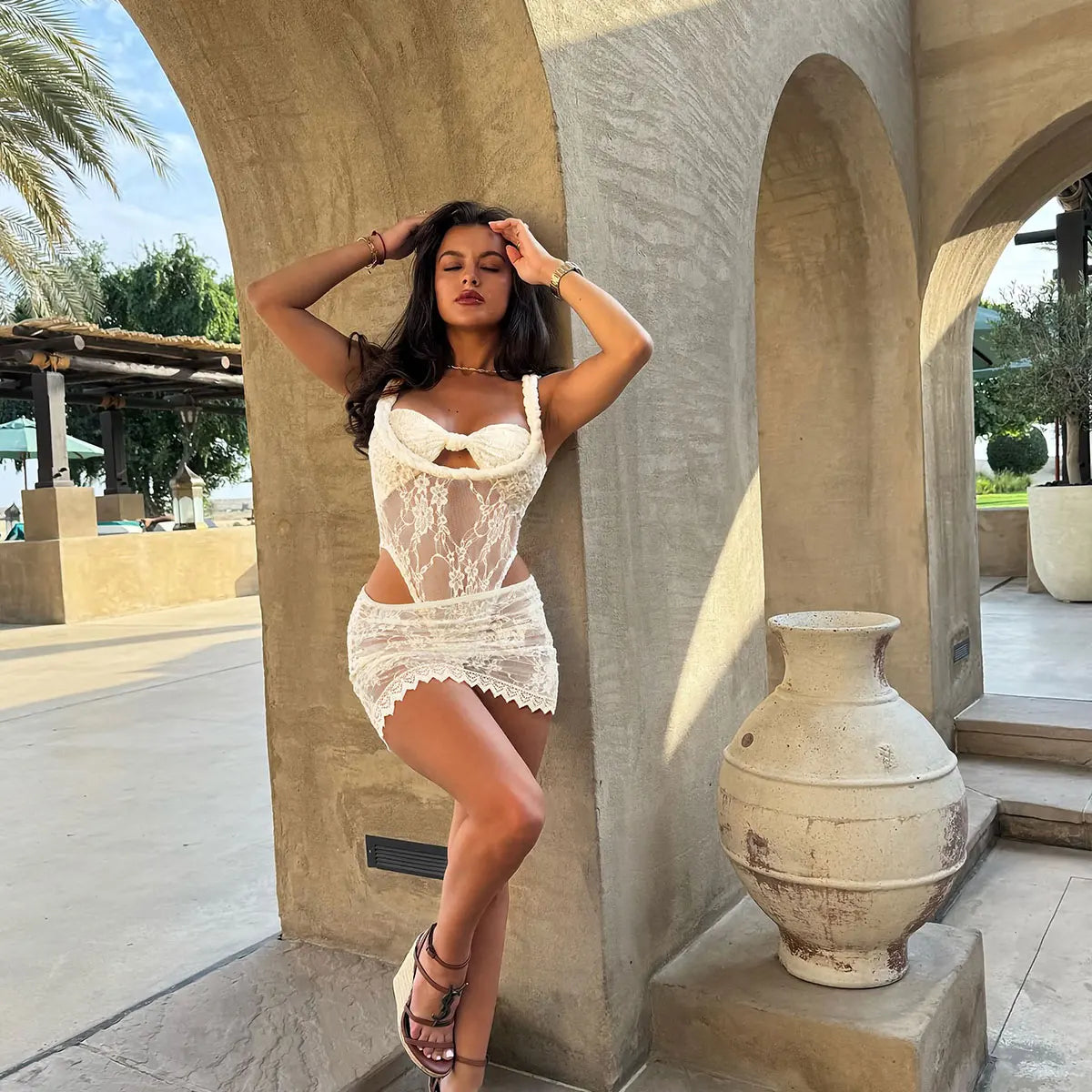 Swimsuit with Skirt Swimwear Swimsuits Women Lace Bathing Suits Swimwear Summer High Leg Beachwear Biquini Female