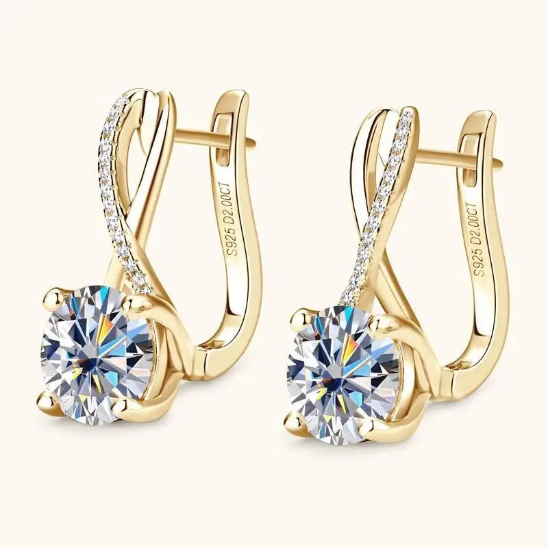 Taoyu D2.0CT Moissanite Drop Hie Earrings Real Silver Women Gold Plated Hoops Infinite Earring Certified Wedding Jewelry