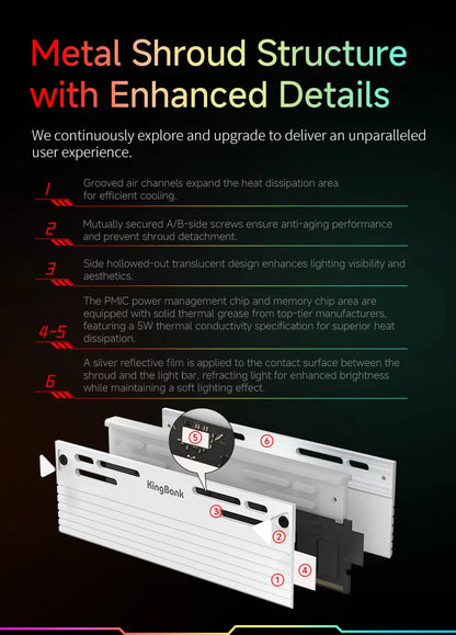 KingBank SoarBlade KFRW DDR5 RGB Series 24GBx2 6000MHz Kit UDIMM Dual Channel Computer Desktop PC Hynix M die CL28