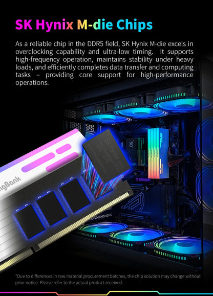 KingBank SoarBlade KFRW DDR5 RGB Series 24GBx2 6000MHz Kit UDIMM Dual Channel Computer Desktop PC Hynix M die CL28