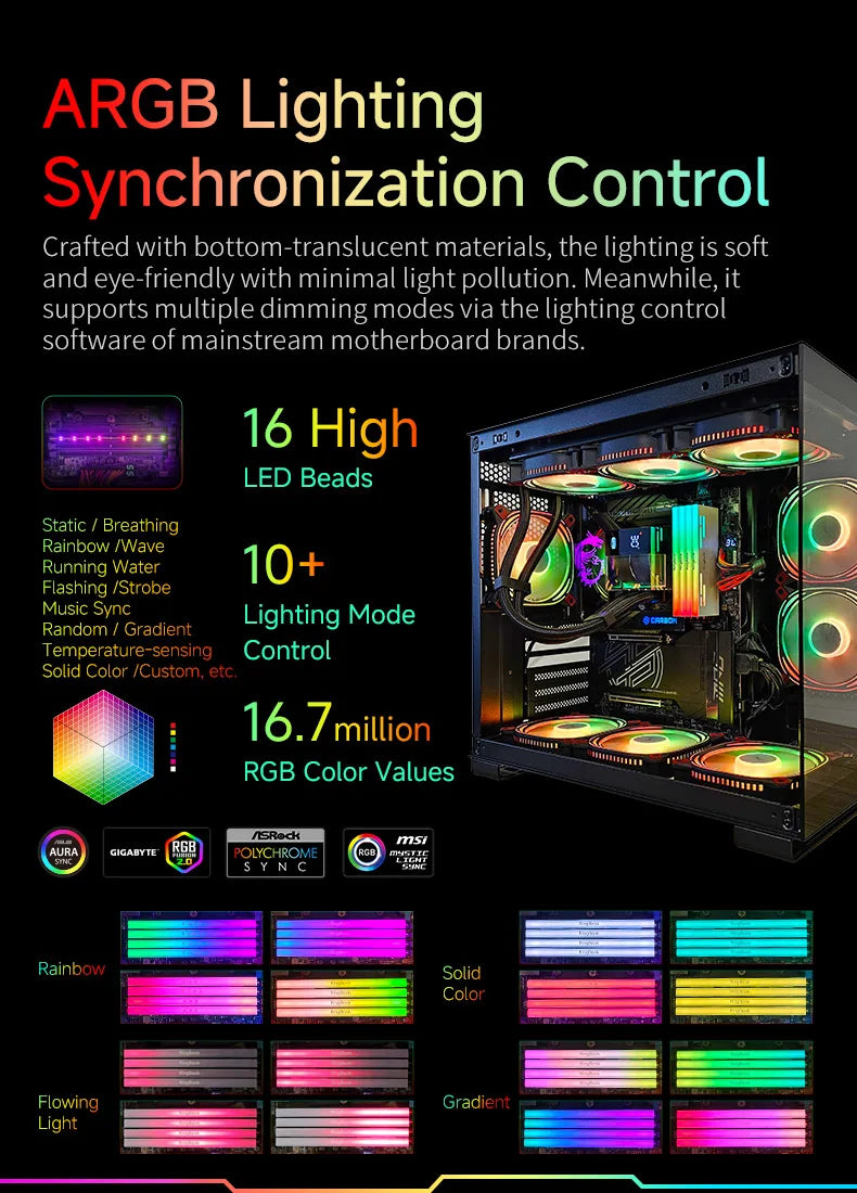 KingBank SoarBlade KFRW DDR5 RGB Series 24GBx2 6000MHz Kit UDIMM Dual Channel Computer Desktop PC Hynix M die CL28
