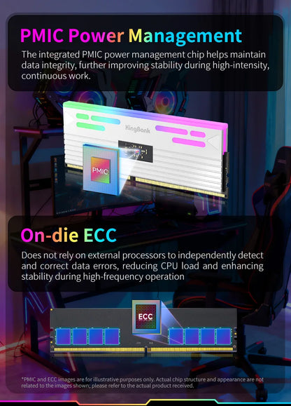 KingBank SoarBlade KFRW DDR5 RGB Series 24GBx2 6000MHz Kit UDIMM Dual Channel Computer Desktop PC Hynix M die CL28