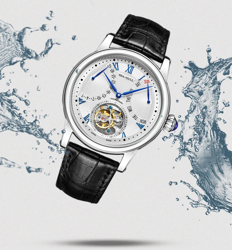 Seagull Men Watch Automatic Tourbillon Mechanical Watch Multifunctional Sapphire Calendar Luxury Men's Wristwatch ST8004ZS