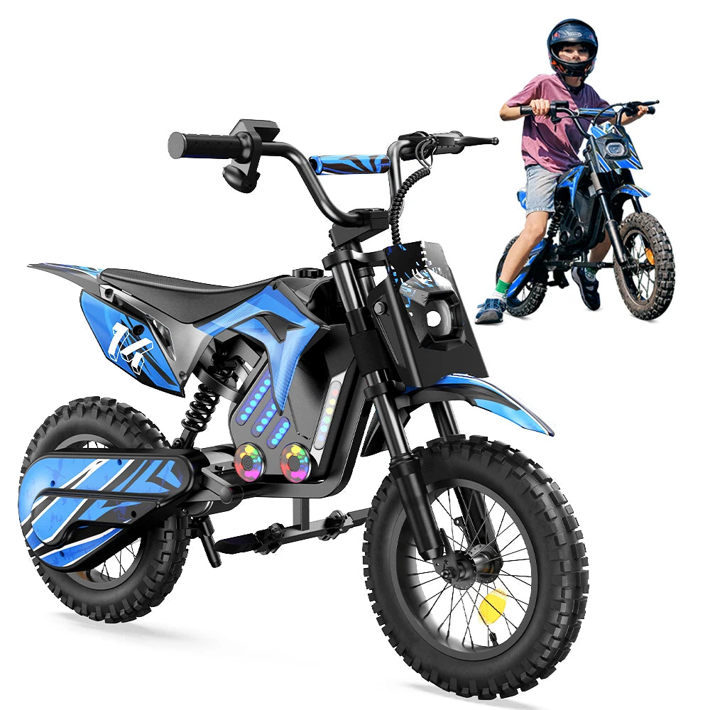 A14 14 Inch Kids Electric Motorcycle 500W Motor 36V 5.2Ah Battery 20-22km Range 17MPH Speed Bluetooth Max Load 80KG Escooter