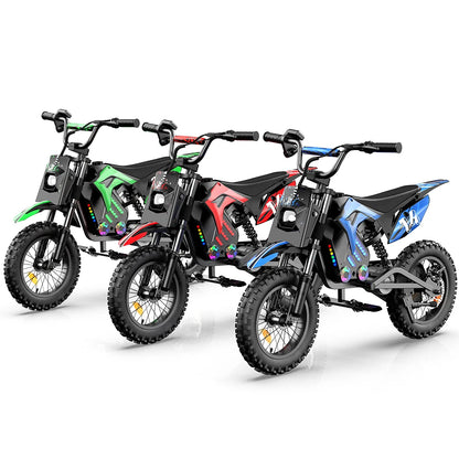 A14 14 Inch Kids Electric Motorcycle 500W Motor 36V 5.2Ah Battery 20-22km Range 17MPH Speed Bluetooth Max Load 80KG Escooter