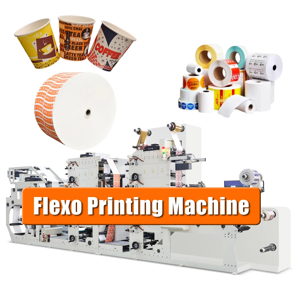 4 Color Flexo Printing Machine Roll to Roll Label & Paper Printer Stack Structure Semi-Automatic New