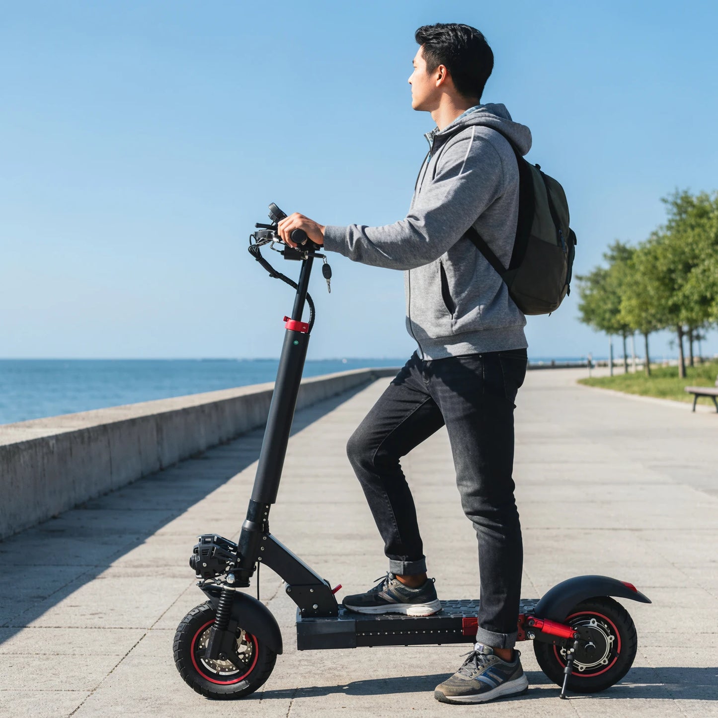 EU UK US CA Warehouse EScooter  - 10" Off-Road Fat Tire Dual Suspension 45km Range, Foldable & IPX5 Electric Scooter