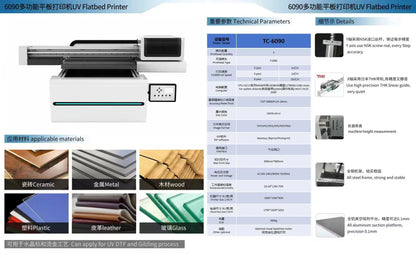 6090 with 3 head I3200 UV DTF Printer AB Film UV Printer for Phone case Bottle Glass Metal Sticker 6090 UV Flatbed Printer