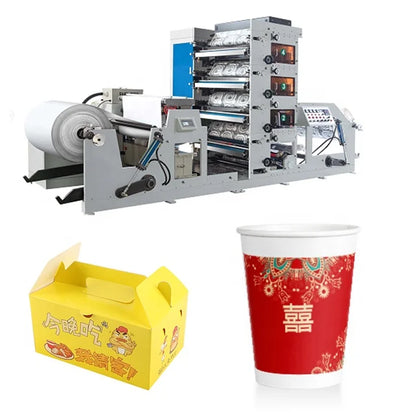 New 4-Color Flexo Machine for Paper Cups Plastic Bags Labels Card Printer Stack Structure High-Speed Automatic Android Control