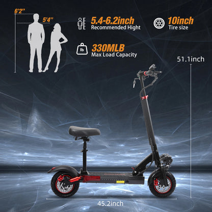 EU UK US CA Warehouse EScooter  - 10" Off-Road Fat Tire Dual Suspension 45km Range, Foldable & IPX5 Electric Scooter