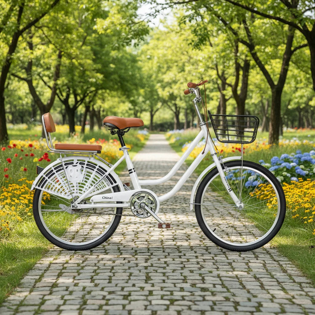Adult Women's 20-inch/22-inch/24-inch High Carbon Steel Hard Frame Double V Brakes Lightweight Retro College Commuter Bicycle