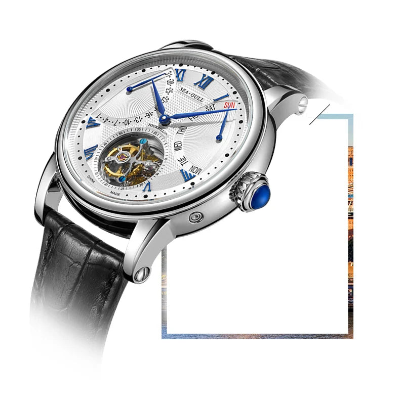 Seagull Men Watch Automatic Tourbillon Mechanical Watch Multifunctional Sapphire Calendar Luxury Men's Wristwatch ST8004ZS