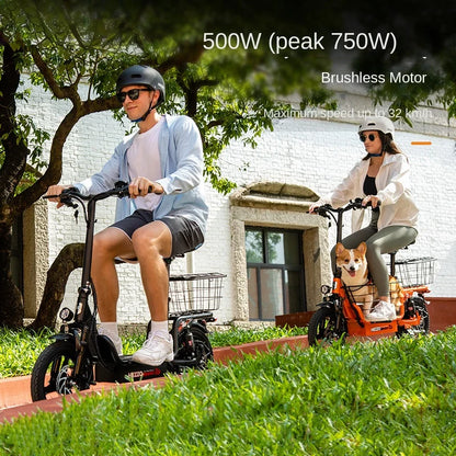 HEZZO T3 Escooter 48V 500W/750W Electric Scooter 14-inch Portable Folding Two-wheeled 15Ah 60KM Long Range Escooter With Basket