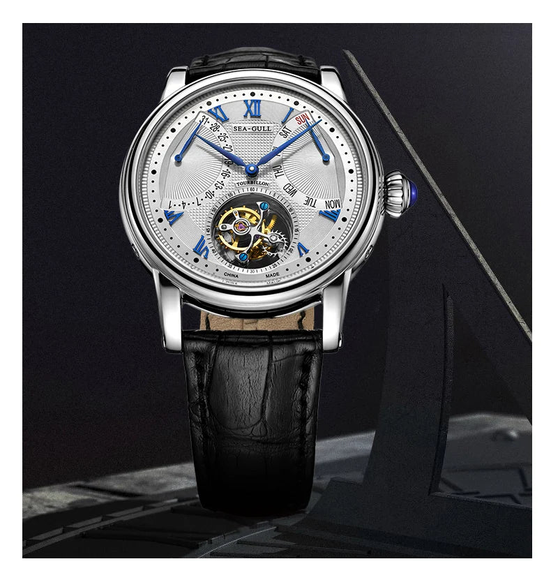 Seagull Men Watch Automatic Tourbillon Mechanical Watch Multifunctional Sapphire Calendar Luxury Men's Wristwatch ST8004ZS