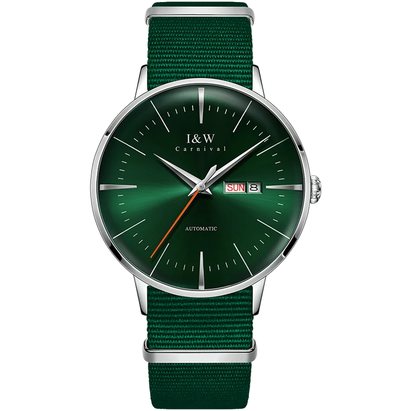 Fashion Men's Watches MIYOTA 8215 Watch Luxury brand CARNIVAL Automatic Mechanical Wristwatch Sapphire Double Calendar Men Watch