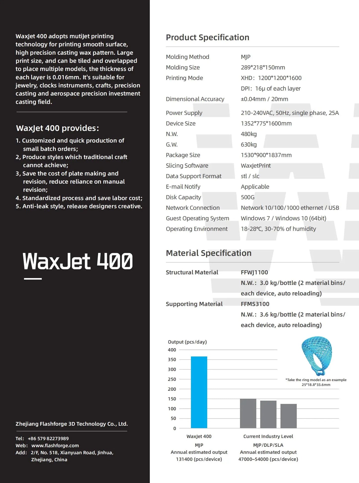 Jewelry 3d Printer Wax Machine 3D Printer Project MJP Jewelry 3d Printer Flashforge WaxJet 400/410