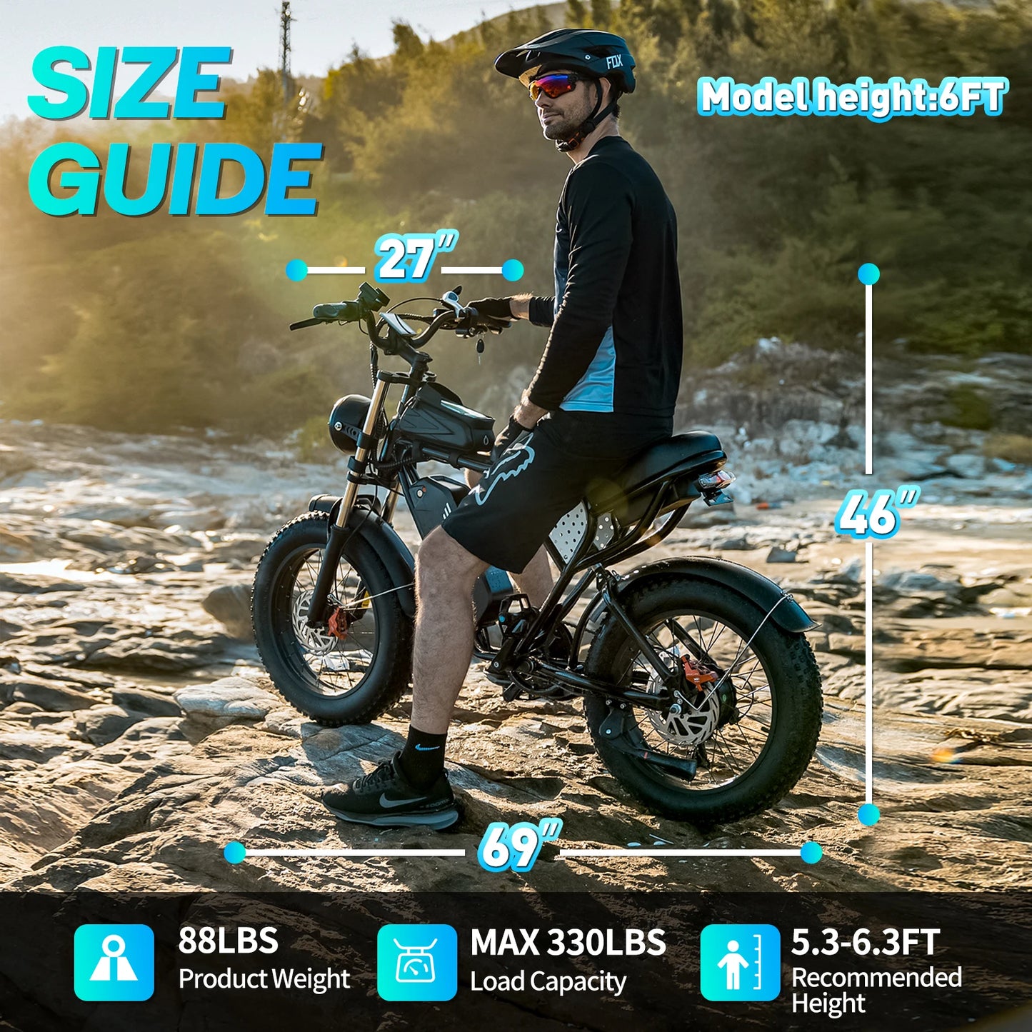 US Free Shipping Yvy Ridstar Q20 48v 20ah E Bike Electric Moped Electric Mountain Dirt Bike Fat Tire Electric Bicycle for Adults