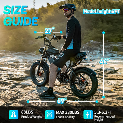 US Free Shipping Yvy Ridstar Q20 48v 20ah E Bike Electric Moped Electric Mountain Dirt Bike Fat Tire Electric Bicycle for Adults