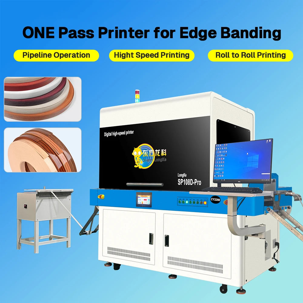 Longke Ricoh Print Head Automatic Cycle Eco Solvent UV Inkjet Single Pass High Speed UV Printer for Edge Banding