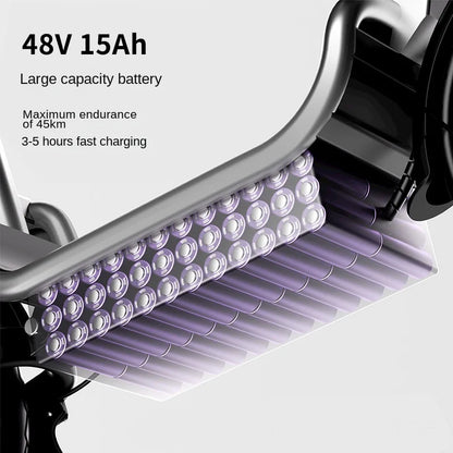 HEZZO T3 Escooter 48V 500W/750W Electric Scooter 14-inch Portable Folding Two-wheeled 15Ah 60KM Long Range Escooter With Basket