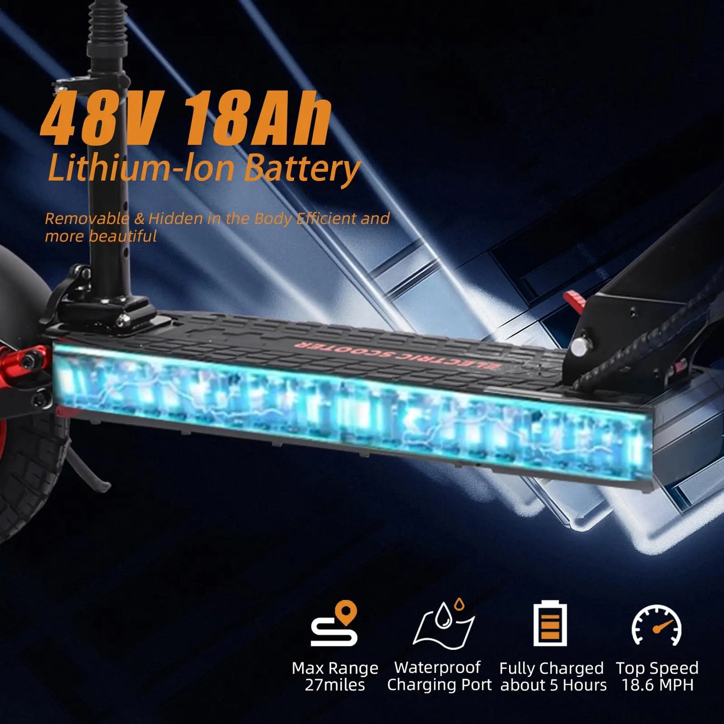 Electric Scooter, 45Miles Long Range, Top Speed 50 MPH, 10"Tires, Powerful 800W Motor, Folding Escooter for Adults Teen