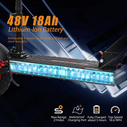 Electric Scooter, 45Miles Long Range, Top Speed 50 MPH, 10"Tires, Powerful 800W Motor, Folding Escooter for Adults Teen