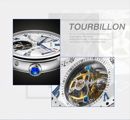 Seagull Men Watch Automatic Tourbillon Mechanical Watch Multifunctional Sapphire Calendar Luxury Men's Wristwatch ST8004ZS