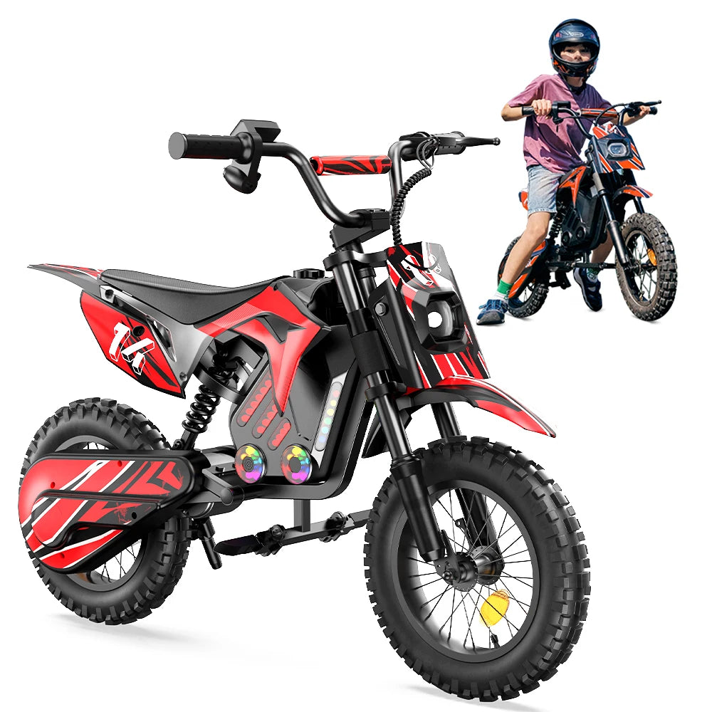 A14 14 Inch Kids Electric Motorcycle 500W Motor 36V 5.2Ah Battery 20-22km Range 17MPH Speed Bluetooth Max Load 80KG Escooter