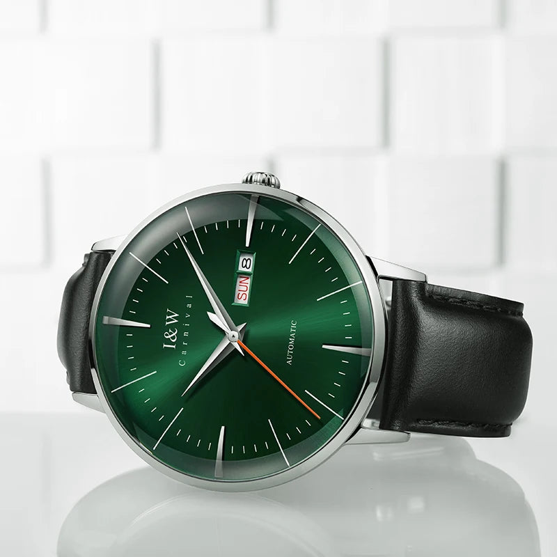 Fashion Men's Watches MIYOTA 8215 Watch Luxury brand CARNIVAL Automatic Mechanical Wristwatch Sapphire Double Calendar Men Watch