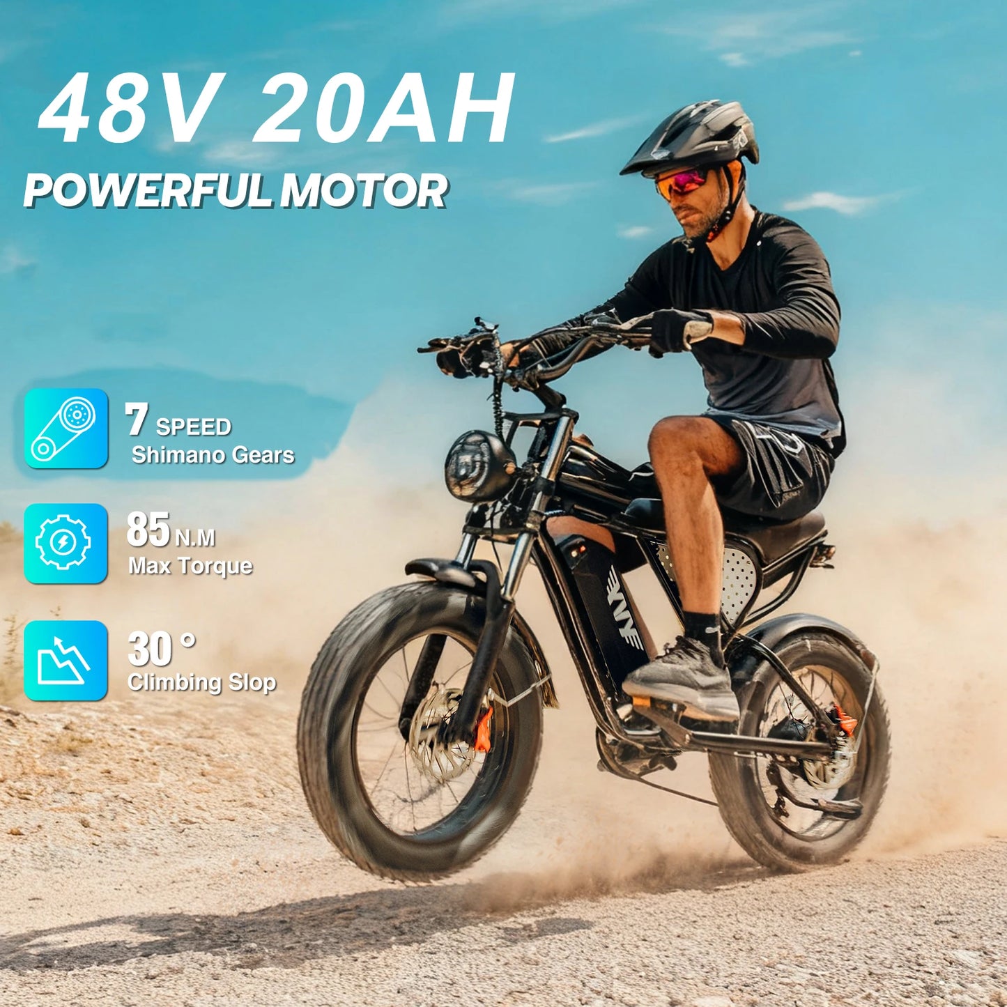 US Free Shipping Yvy Ridstar Q20 48v 20ah E Bike Electric Moped Electric Mountain Dirt Bike Fat Tire Electric Bicycle for Adults