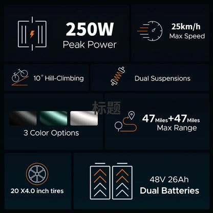 Original ENGWE M20 250W 20*4.0 Inch Fat Mountain Tires Electric Bicycle 25km/h Disc Brake Adult Fat Ebike in EU UK Warehouse
