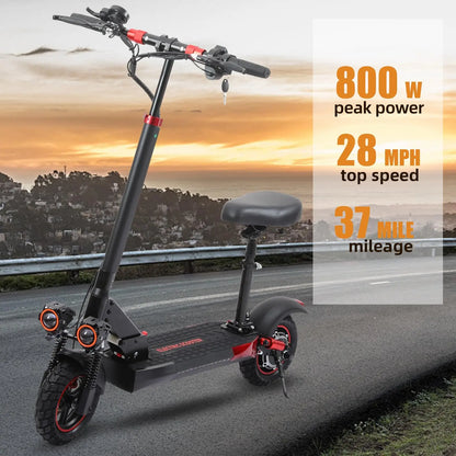 Electric Scooter, 45Miles Long Range, Top Speed 50 MPH, 10"Tires, Powerful 800W Motor, Folding Escooter for Adults Teen