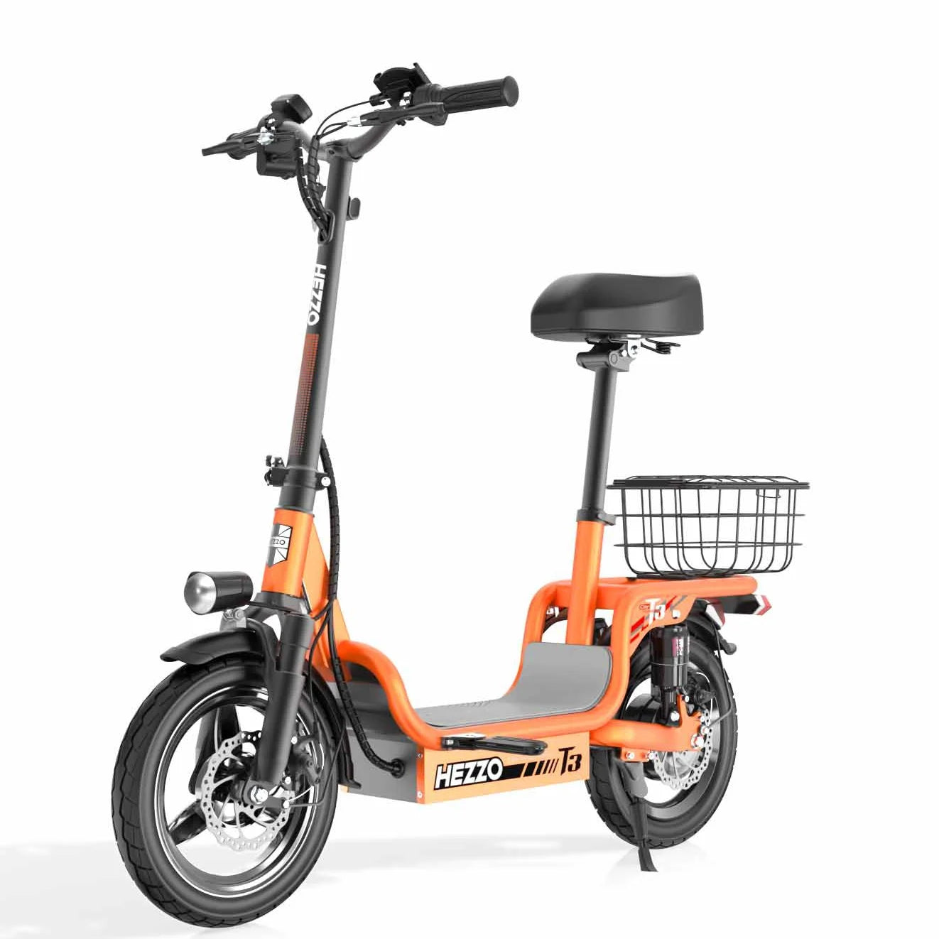 HEZZO T3 Escooter 48V 500W/750W Electric Scooter 14-inch Portable Folding Two-wheeled 15Ah 60KM Long Range Escooter With Basket