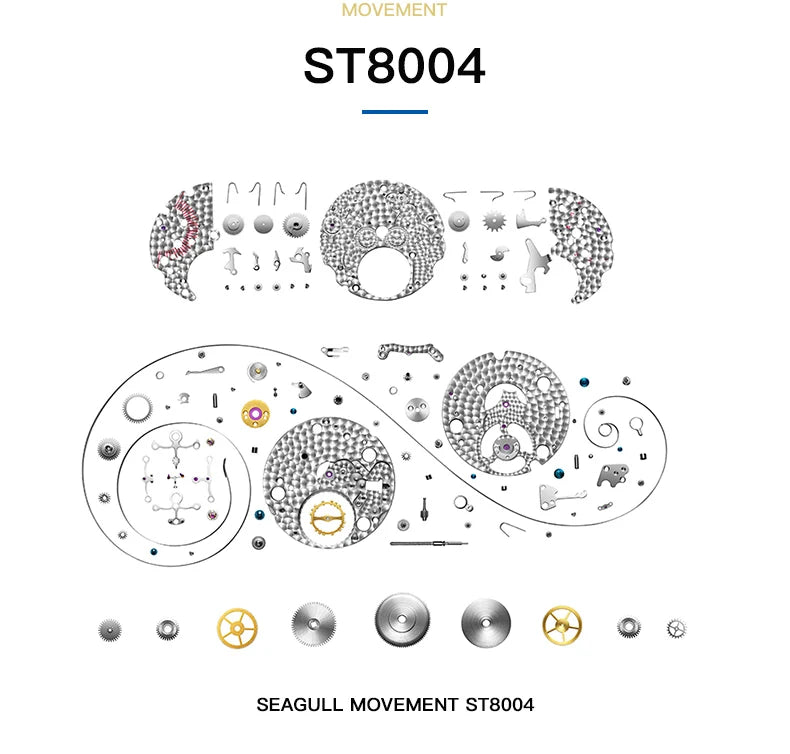 Seagull Men Watch Automatic Tourbillon Mechanical Watch Multifunctional Sapphire Calendar Luxury Men's Wristwatch ST8004ZS