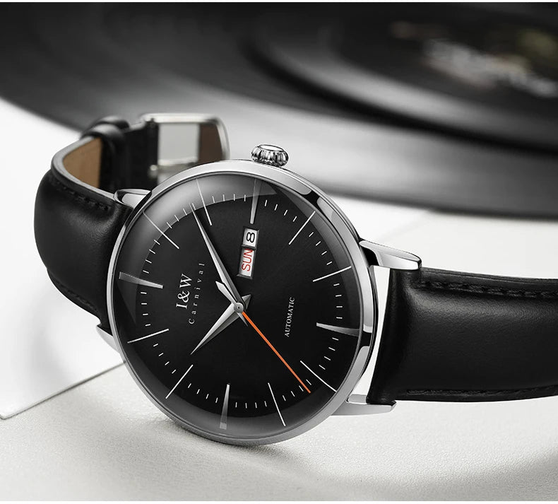 Fashion Men's Watches MIYOTA 8215 Watch Luxury brand CARNIVAL Automatic Mechanical Wristwatch Sapphire Double Calendar Men Watch