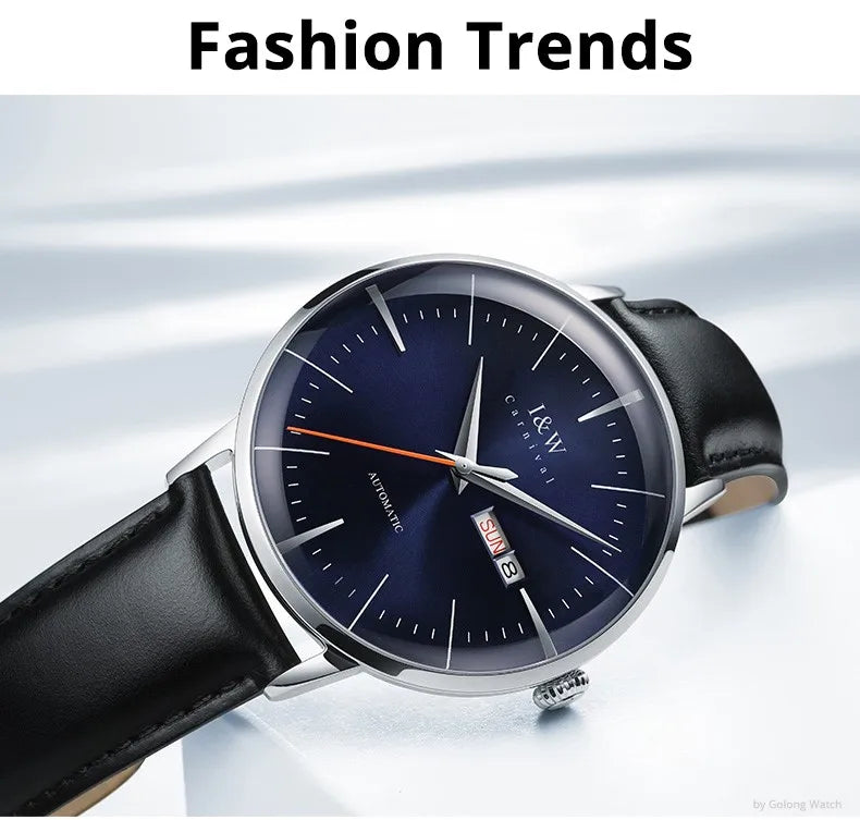 Fashion Men's Watches MIYOTA 8215 Watch Luxury brand CARNIVAL Automatic Mechanical Wristwatch Sapphire Double Calendar Men Watch