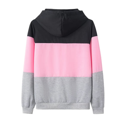 Fashion Trends Pop Style Top, Sexy Color Combination Cap Features Loose Long-sleeved Shirt