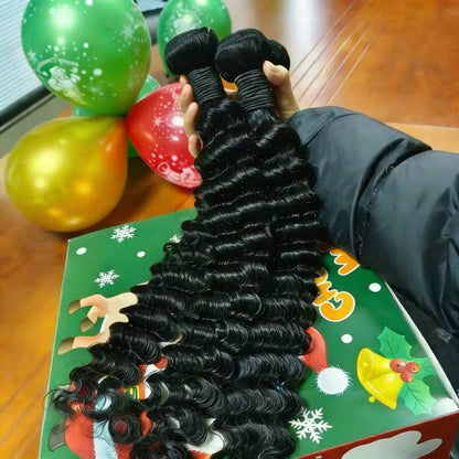 20 22 24Inch Deep Wave Bundles 12A Human Hair Bundles Human Hair Quality Brazilian Bundles 100% Human Hair Raw Hair Bundles for Women ready to wear On Clearance Sale Pre Plucked Wig Party work daily life