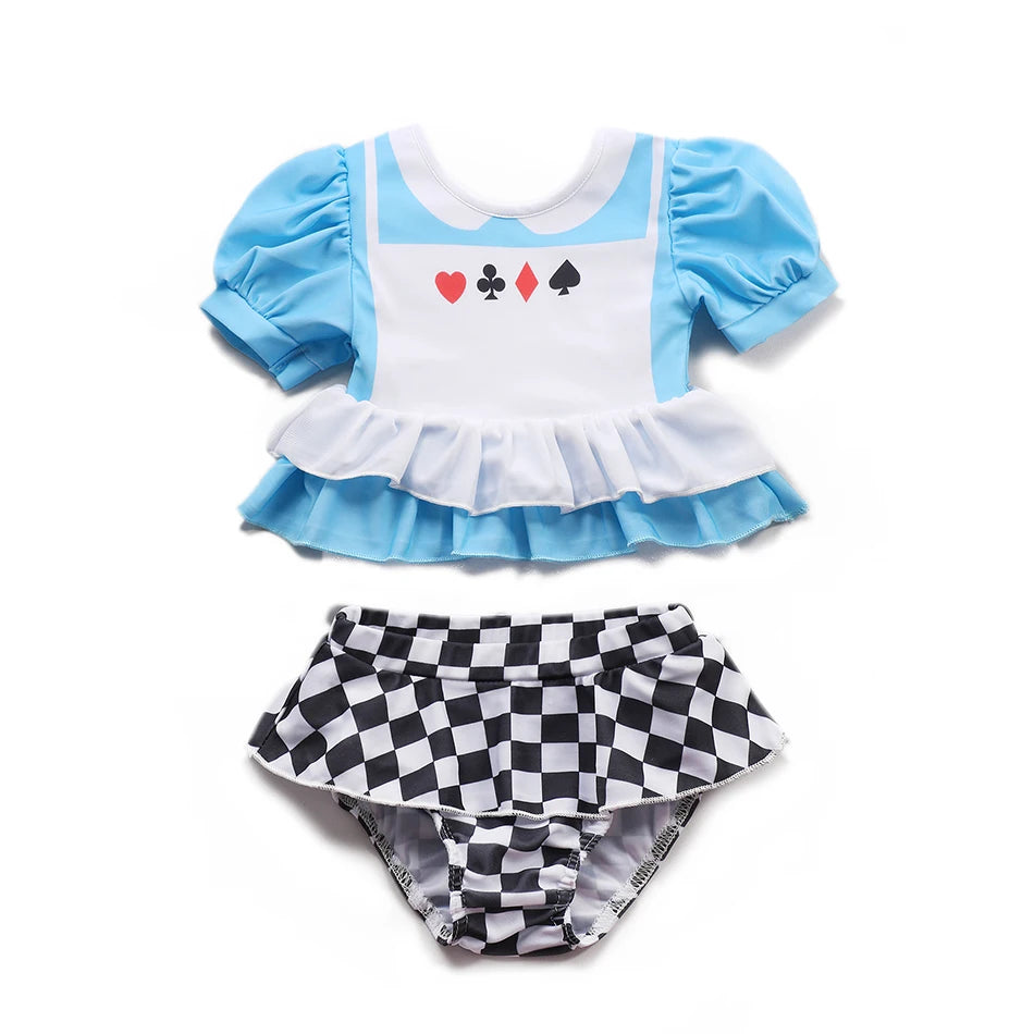 2 3 4 6 8 Yrs Girls Summer Swimming Clothing Bikini Two Pieces Set Princess Cosplay Beach Pool Costume Swimsuit Bathing Outfit