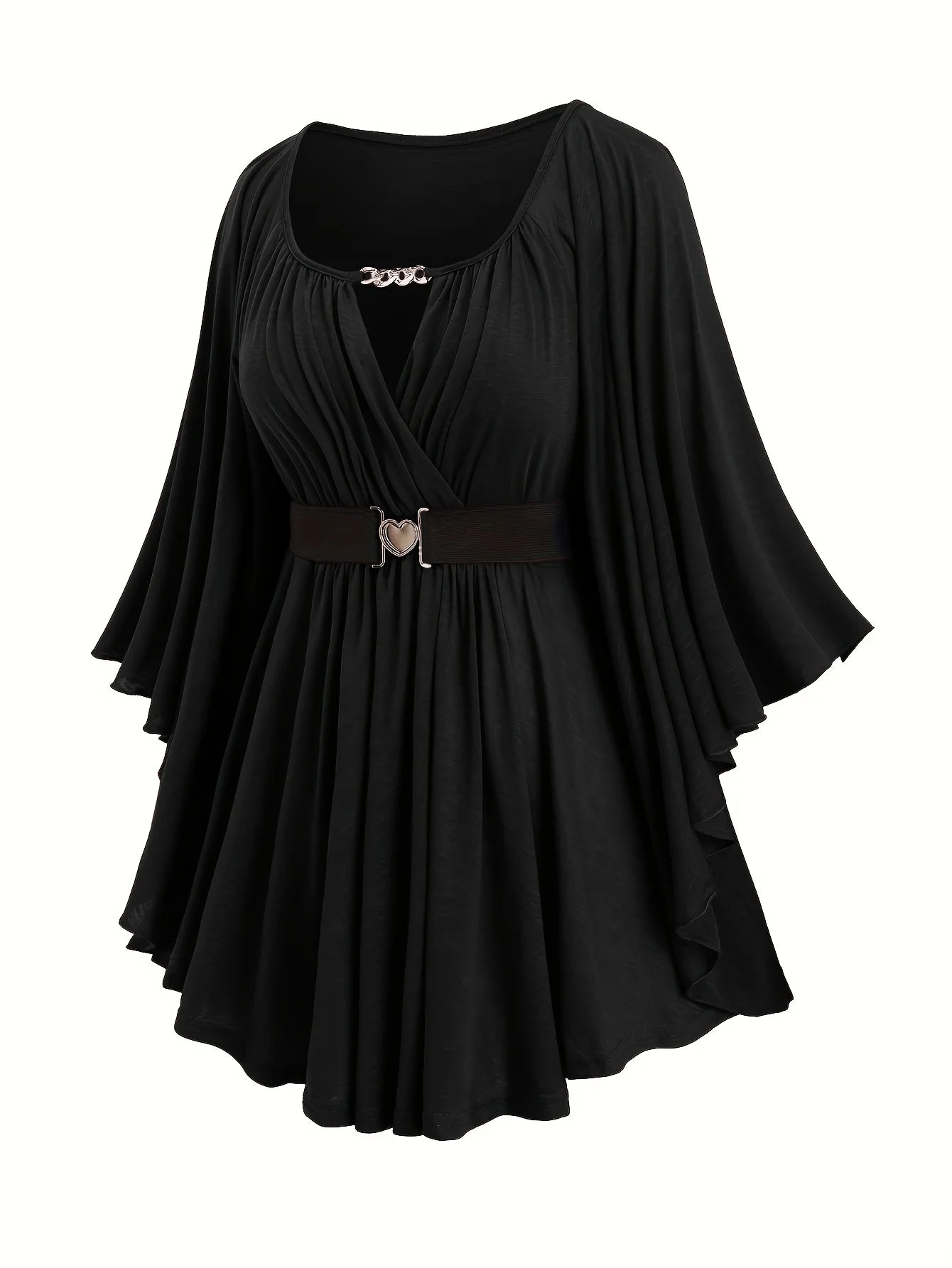 New autumn and winter European and American fashion women's clothing, oversized with an irregular hem, solid color, heart-shaped
