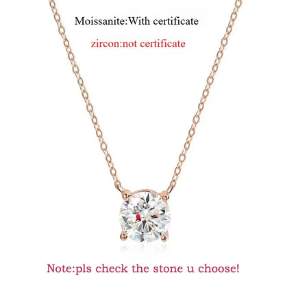 Smyoue 1-5CT Rose Gold Color Moissanite Necklace for Women D Color Sparkling Classic Lab Diamon Pendant Sterling Silver 925 100%