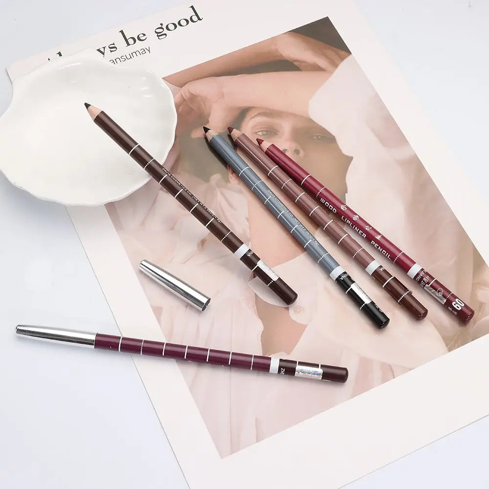 1PC New Professional Wood Lip liner Pen Waterproof Eyeliner Pencil Lady Charming Women's Makeup Long Lasting Cosmetic Tool