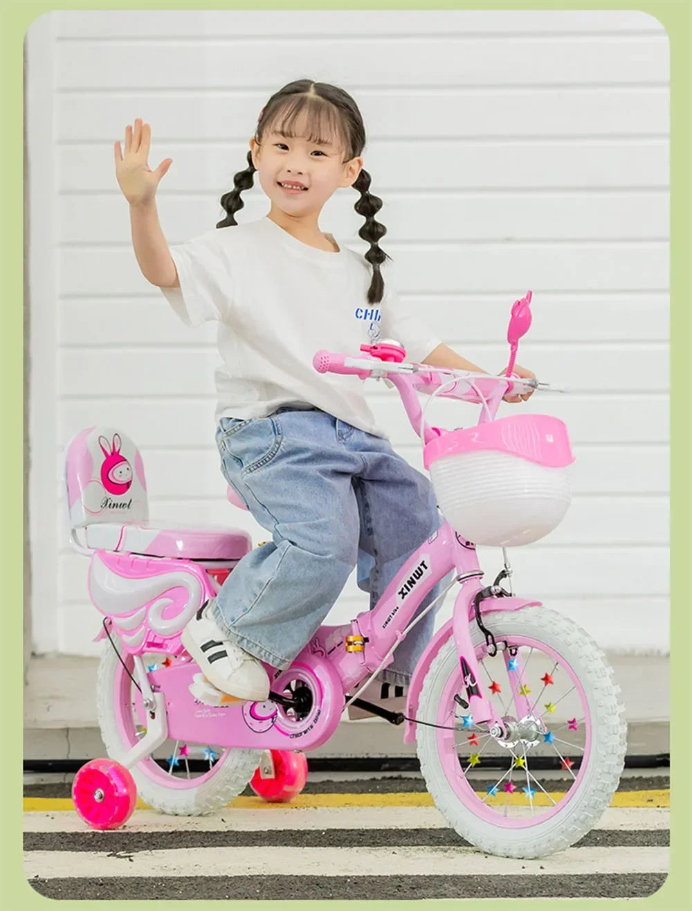 Girls Bike for Kids 12 14 16 Inch Kids Bike with Training Wheels & Dual Brakes Toddler Bicycle with Basket Birthday Gift for Boy