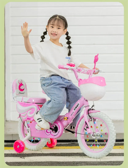 Girls Bike for Kids 12 14 16 Inch Kids Bike with Training Wheels & Dual Brakes Toddler Bicycle with Basket Birthday Gift for Boy